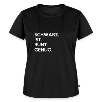 Schwarz - Weiß >>Schwarz ist bunt genug<< Shirt - Frauen Premium Bio T-Shirt - Schwarz - Vorne - Selfina (174cm)