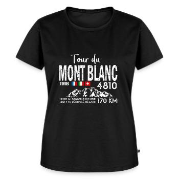 tour du mont blanc TMB randonnée rando - T-shirt Premium bio Femme - noir - Devant - Selfina (174cm)
