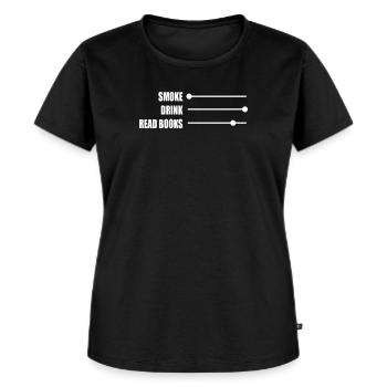 Alkohol Lesen Nichtraucher E-Zigarette Geschenk - Frauen Premium Bio T-Shirt - Schwarz - Vorne - Selfina (174cm)
