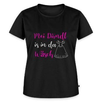 Mei Dirndl is in da Wäsch - Frauen Premium Bio T-Shirt - Schwarz - Vorne - Selfina (174cm)