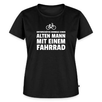 Unterschätze Niemals Einen Alten Mann Mit Einem - Frauen Premium Bio T-Shirt - Schwarz - Vorne - Selfina (174cm)