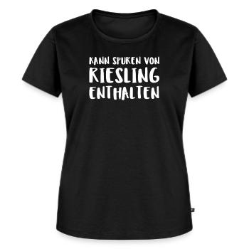 Kann Spuren Von Riesling Enthalten - Frauen Premium Bio T-Shirt - Schwarz - Vorne - Selfina (174cm)