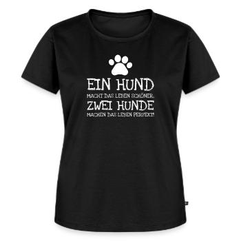 Ein Hund Macht Das Leben Schöner Zwei Hunde Mach - Frauen Premium Bio T-Shirt - Schwarz - Vorne - Selfina (174cm)