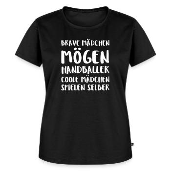 Brave Mädchen Mögen Handballer Coole Mädchen Spie - Frauen Premium Bio T-Shirt - Schwarz - Vorne - Selfina (174cm)