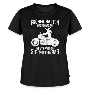 Hexen fahren sie Motorrad - Frauen Premium Bio T-Shirt - Schwarz - Vorne - Selfina (174cm)