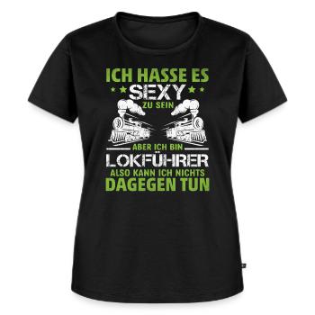 Sexy Lokführer Spruch lustige Zug Sprüche Bahn - Frauen Premium Bio T-Shirt - Schwarz - Vorne - Selfina (174cm)