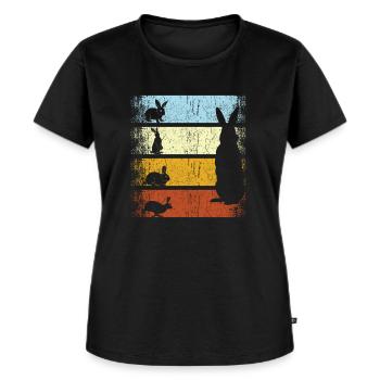 Vintage Hase Hasenbesitzer Kaninchen Hasen Retro - Frauen Premium Bio T-Shirt - Schwarz - Vorne - Selfina (174cm)