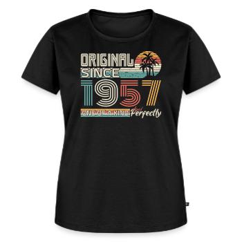1957 Jubiläum 1957 geboren 1957 Jubiläum - Frauen Premium Bio T-Shirt - Schwarz - Vorne - Selfina (174cm)