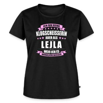 Name Lejla Vorname Klugscheisserin Namenstag - Frauen Premium Bio T-Shirt - Schwarz - Vorne - Selfina (174cm)