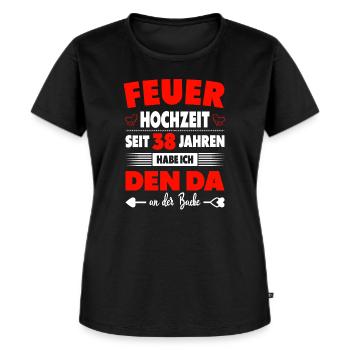 38 Hochzeitstag Paare 38 Jahre Ehe Feuerhochzeit - Frauen Premium Bio T-Shirt - Schwarz - Vorne - Selfina (174cm)