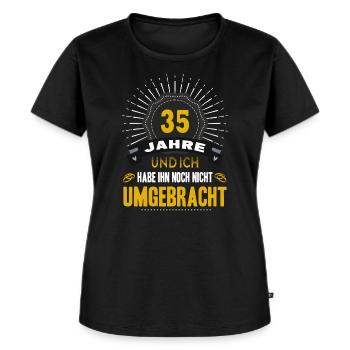 35 Hochzeitstag Frau 35 Jahre Ehe Leinwandhochzeit - Frauen Premium Bio T-Shirt - Schwarz - Vorne - Selfina (174cm)