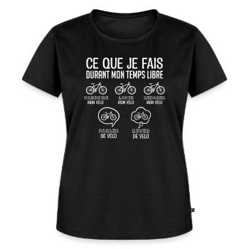 Vélo | fan de vélos cadeau pour fan de vélo ! - T-shirt Premium bio Femme - noir - Devant - Selfina (174cm)