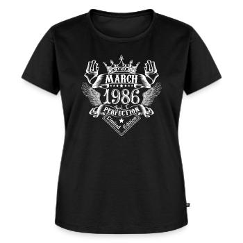 März 1986| März 1986 Jahrestag 1986 - Frauen Premium Bio T-Shirt - Schwarz - Vorne - Selfina (174cm)