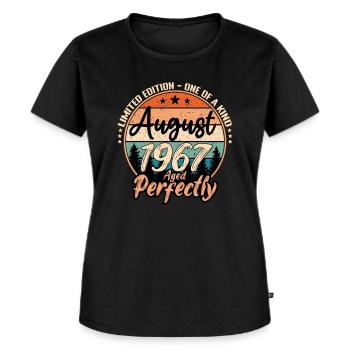 August 1967 Jubiläum 1967 Legenden August - Frauen Premium Bio T-Shirt - Schwarz - Vorne - Selfina (174cm)