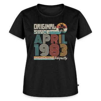 April 1983 Jubiläum April 1983 Geschenk 1983 - Frauen Premium Bio T-Shirt - Schwarz - Vorne - Selfina (174cm)