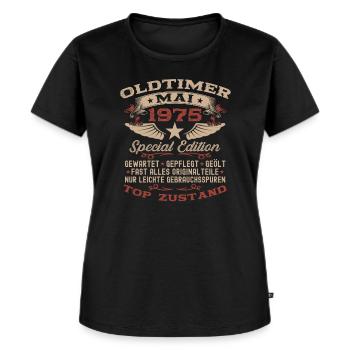Oldtimer Mai 1975 Jahrgang 1975 Geburtstag 1975 - Frauen Premium Bio T-Shirt - Schwarz - Vorne - Selfina (174cm)