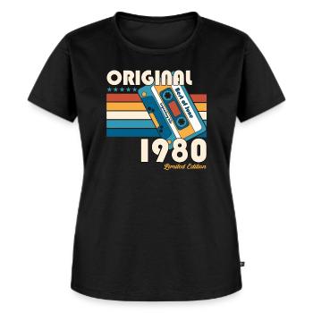 44. Geburtstag Kassette Juni 1980 Jahrgang 1980 - Frauen Premium Bio T-Shirt - Schwarz - Vorne - Selfina (174cm)