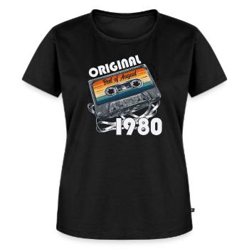 44. Geburtstag Original August 1980 Kassette 1980 - Frauen Premium Bio T-Shirt - Schwarz - Vorne - Selfina (174cm)