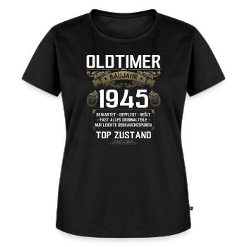 80. Geburtstag Oldtimer 1945 Jahrgang 45 - Frauen Premium Bio T-Shirt - Schwarz - Vorne - Selfina (174cm)