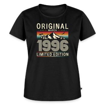 30ème anniversaire cadeau mari Vintage mars 1996 - T-shirt Premium bio Femme - noir - Devant - Selfina (174cm)