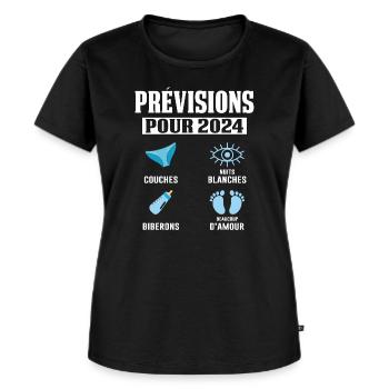 Prévisions Pour 2024 Maman Enceinte Idée Cadeau - T-shirt Premium bio Femme - noir - Devant - Selfina (174cm)