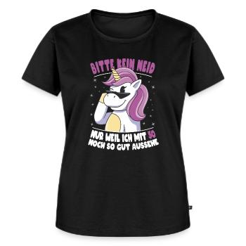 Bitte Kein Neid Weil Ich Mit 50 So Gut Aussehe - Frauen Premium Bio T-Shirt - Schwarz - Vorne - Selfina (174cm)