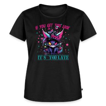 Angry Cat Halloween Neon Horror Liebhaber - Frauen Premium Bio T-Shirt - Schwarz - Vorne - Selfina (174cm)