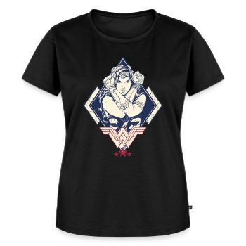 Wonder Woman Gekreuzte Arme Pose - Frauen Premium Bio T-Shirt - Schwarz - Vorne - Selfina (174cm)