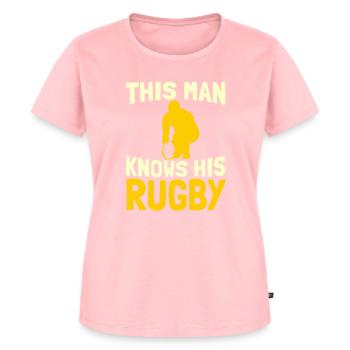 Rugby - Women's Premium Organic T-shirt - rose - Front - AI Model Female 172 dark (172cm)