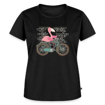 Flamingo Fahrrad - Frauen Premium Bio T-Shirt - Schwarz - Vorne - Selfina (174cm)