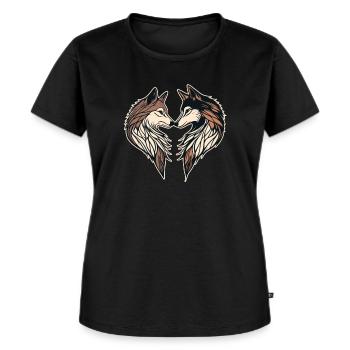 Wolf Herz - Frauen Premium Bio T-Shirt - Schwarz - Vorne - Selfina (174cm)