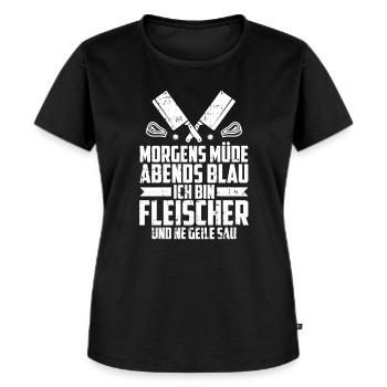 Fleischer Metzger Schlachter - Frauen Premium Bio T-Shirt - Schwarz - Vorne - Selfina (174cm)