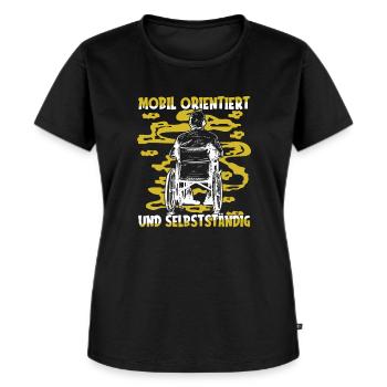 Rollstuhl Rollstuhlfahrer Lustig - Frauen Premium Bio T-Shirt - Schwarz - Vorne - Selfina (174cm)