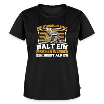 Rollstuhl Rollstuhlfahrer Lustig - Frauen Premium Bio T-Shirt - Schwarz - Vorne - Selfina (174cm)
