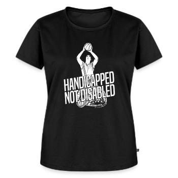 Rollstuhl Rollstuhlfahrer Behindert - Frauen Premium Bio T-Shirt - Schwarz - Vorne - Selfina (174cm)