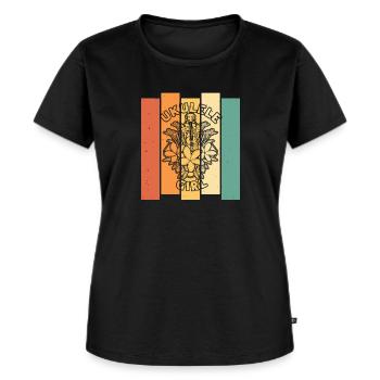 Ukulele Ukulele Girl - Frauen Premium Bio T-Shirt - Schwarz - Vorne - Selfina (174cm)