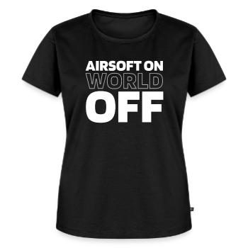 Airsoft Airsoft On World Off - Frauen Premium Bio T-Shirt - Schwarz - Vorne - Selfina (174cm)