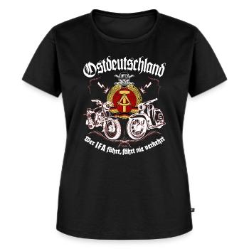 Simson Power - Wer IFA fährt, fährt nie verkehrt - Frauen Premium Bio T-Shirt - Schwarz - Vorne - Selfina (174cm)