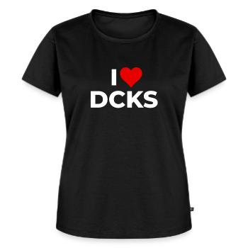 I LOVE DICKS - DCKS - Funny design for women - Women's Premium Organic T-shirt - black - Front - Selfina (174cm)