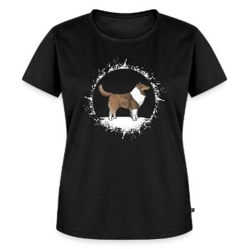 Langhaar Collie Rough Sheltie Shetland Sheepdog - Frauen Premium Bio T-Shirt - Schwarz - Vorne - Selfina (174cm)