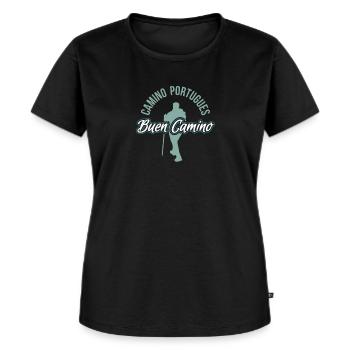 Buen Camino Portugues - Frauen Premium Bio T-Shirt - Schwarz - Vorne - Selfina (174cm)