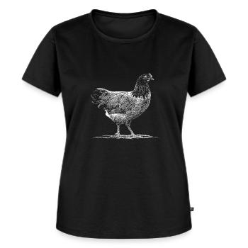 Hühner Vorwerkhuhn - Frauen Premium Bio T-Shirt - Schwarz - Vorne - Selfina (174cm)