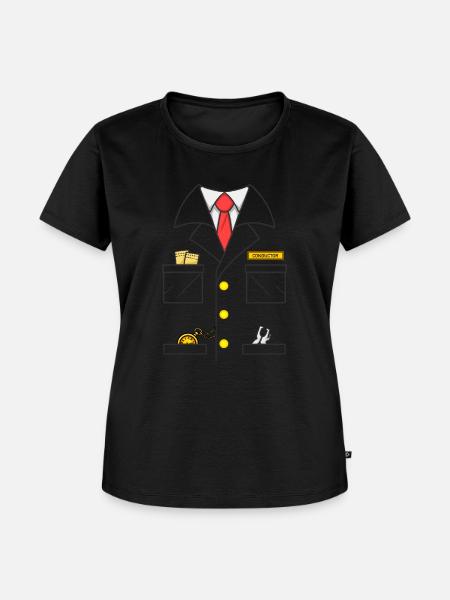 Zugleiter Kost�m Halloween Train Dirigent - Frauen Premium Bio T-Shirt - Schwarz