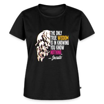 Filosofia Socrate Citazione - Maglietta ecologica premium da donna - nero - Fronte - Selfina (174cm)