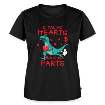 Steal hearts and blow up fart Valentine Raptor - Women's Premium Organic T-shirt - black - Front - Selfina (174cm)