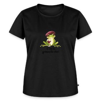 Design de grenouille pour les amateurs de vin - T-shirt Premium bio Femme - noir - Devant - Selfina (174cm)