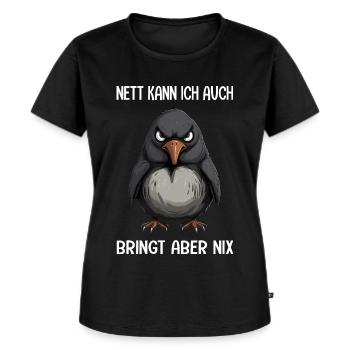 Nett Kann Ich Auch Pinguin Lustige Sprüche - Frauen Premium Bio T-Shirt - Schwarz - Vorne - Selfina (174cm)