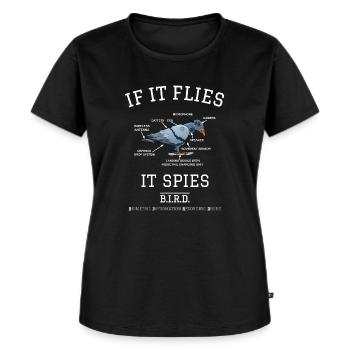 Spionage Vogel für dunkle Shirts - Frauen Premium Bio T-Shirt - Schwarz - Vorne - Selfina (174cm)