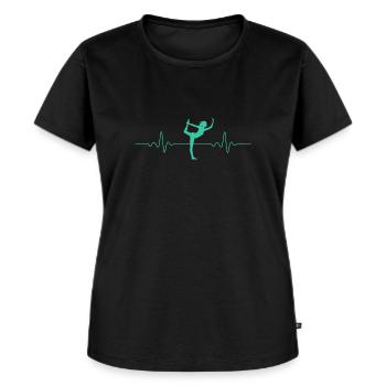 EKG HERZSCHLAG YOGA LUSTIGES YOGINI YOGI GESCHENK - Frauen Premium Bio T-Shirt - Schwarz - Vorne - Selfina (174cm)