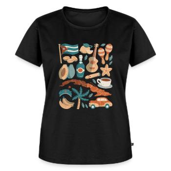 Cuba Doodle Havana Cigar Rum Caribbean Rumba - Women's Premium Organic T-shirt - black - Front - Selfina (174cm)